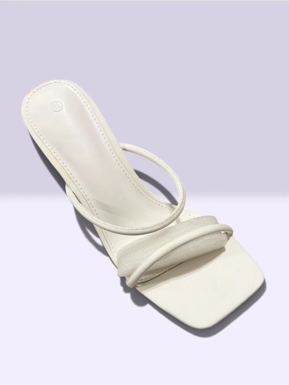 Women’s White Strappy Block Heel Mule